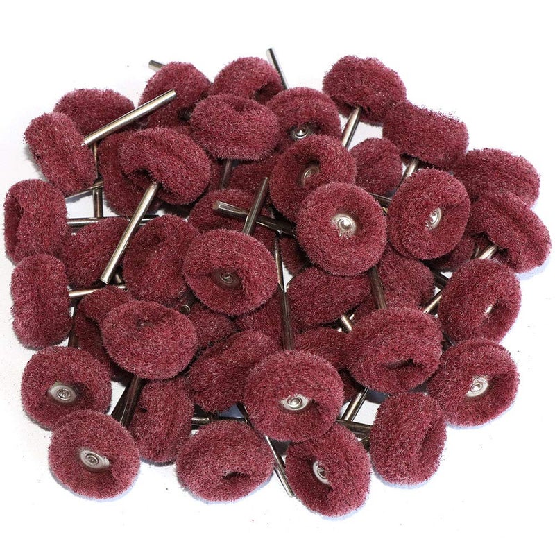 FPPO 50PCS Abrasive Buffing Polishing Wheel Set for Rotary Tools,Removal of Rust Deburring on Metal Surface with 3mm Shank,Mini scouring pad Brush Polishing kit(grit 320 red 50pcs) - Image 1